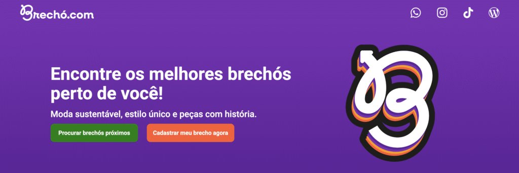 Captura de tela do site Brechó.com mostrando o mapa de brechós por cidade. Ferramenta online que conecta moda sustentável e turismo nacional.